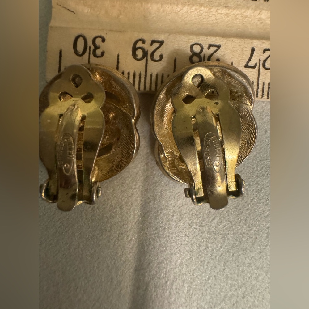 Ellen Degeneres Red Enamel Swirl Clip-On Earrings with Gold Accents - Picture 3 of 6